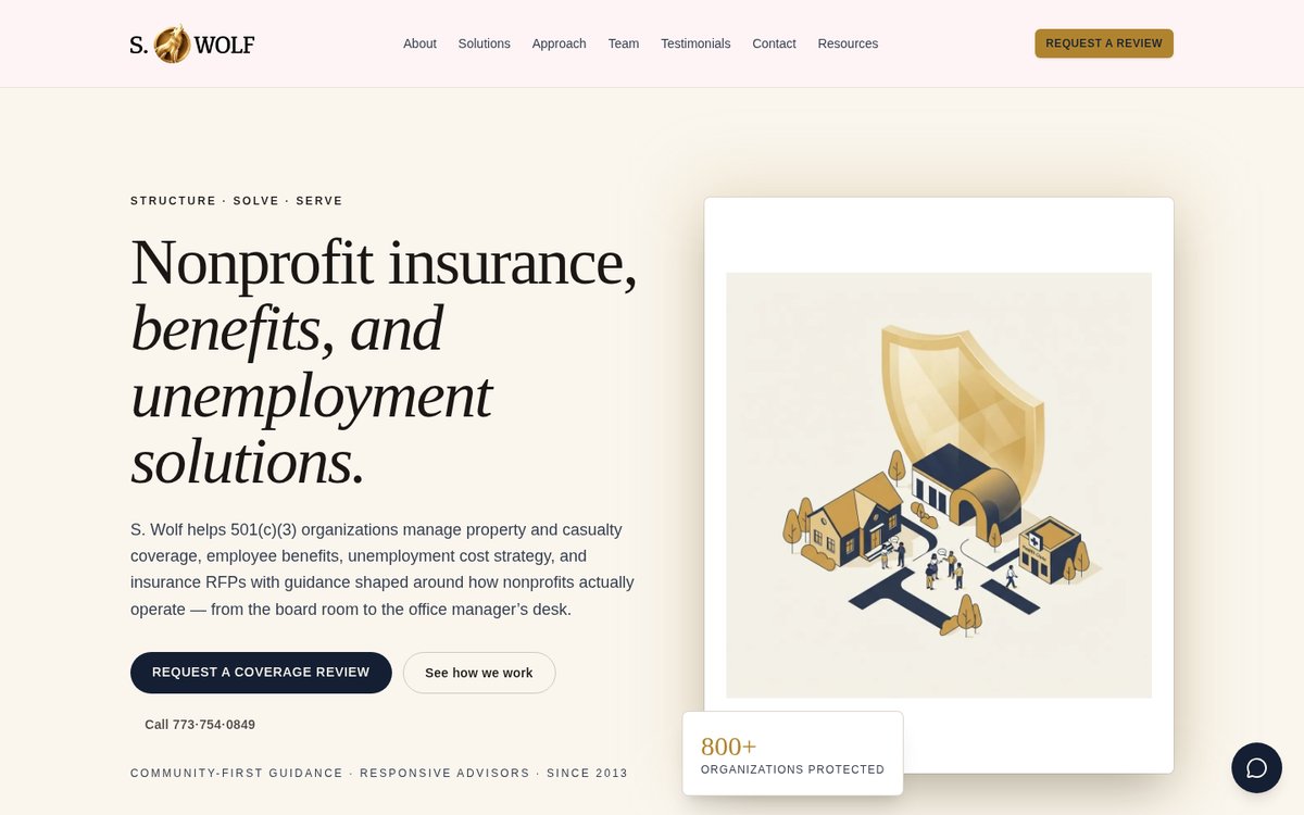 S. Wolf & Associates website homepage, Chicago, IL