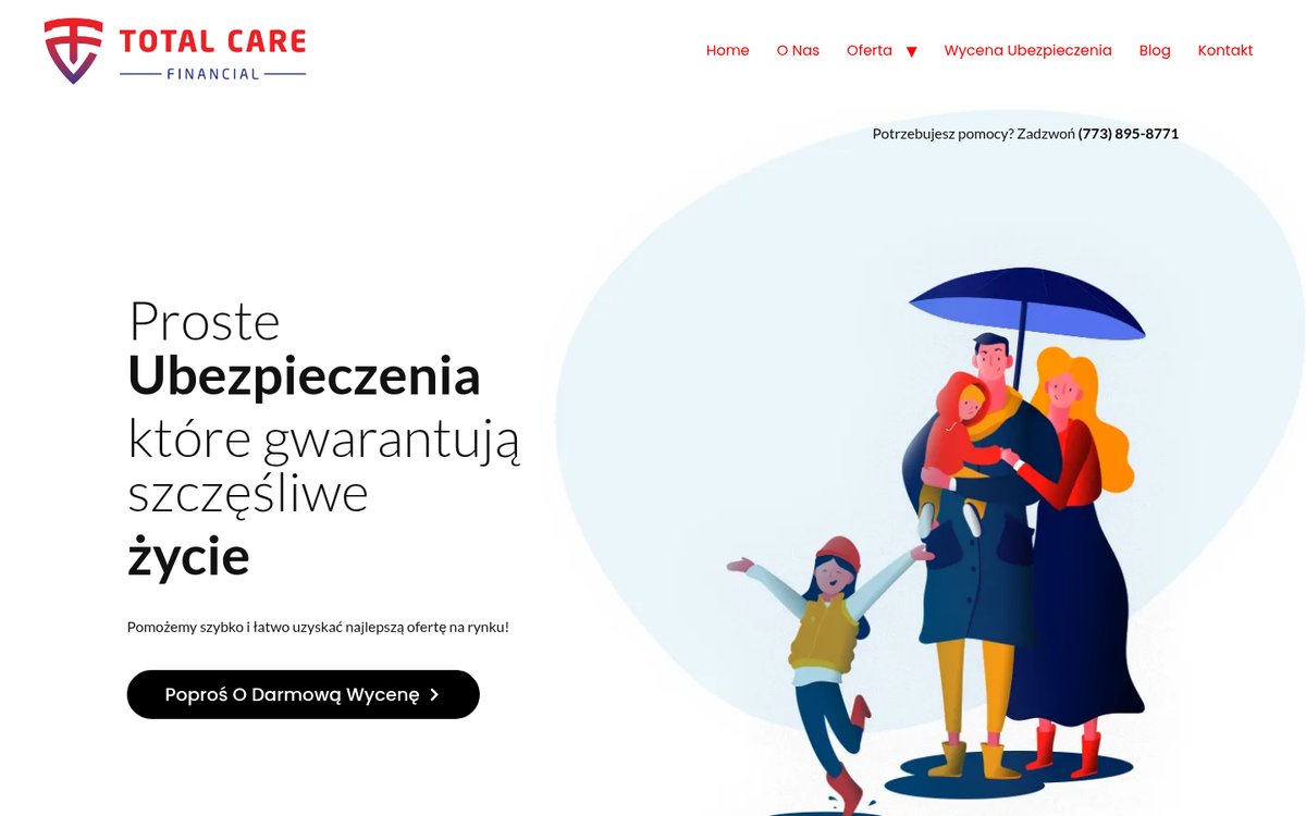 Total Care Financial website homepage, Chicago, IL