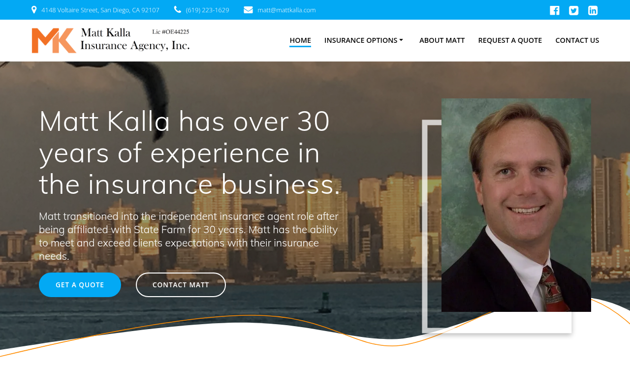 Website preview for Matt Kalla Insurance Agency, Inc.