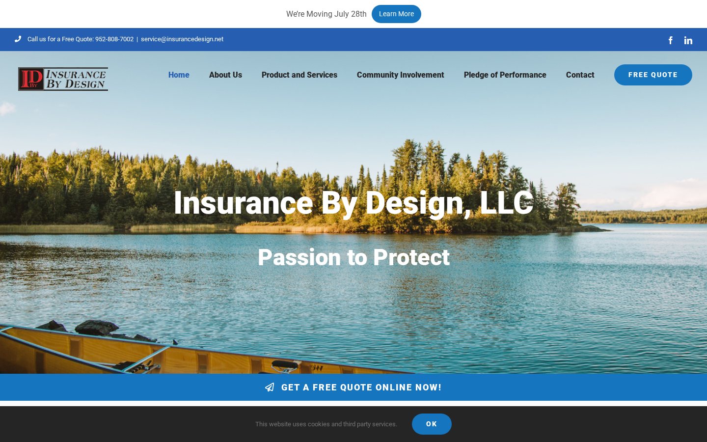 Insurance By Design website homepage, Eagan, MN