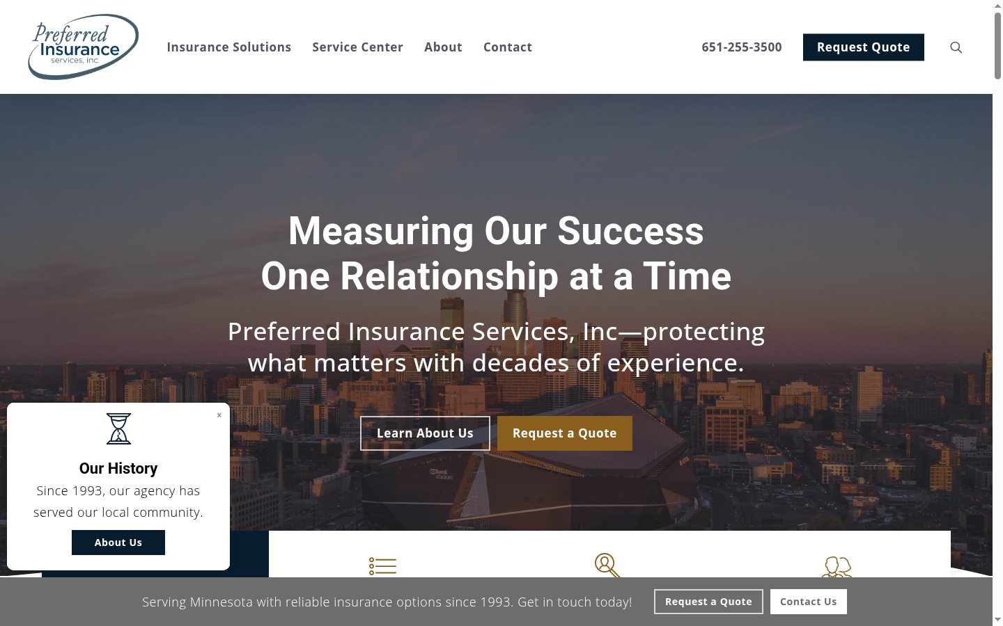 Preferred Insurance Services Inc website homepage, Arden Hills, MN