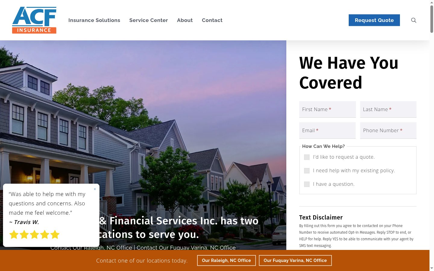 ACF Insurance Services Inc website homepage, Raleigh, NC