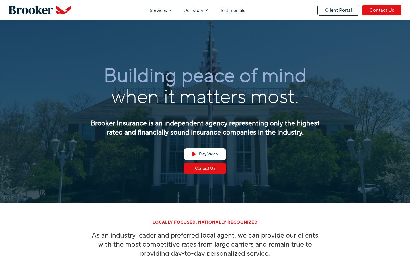 Brooker Insurance Agency website homepage, Strongsville, OH