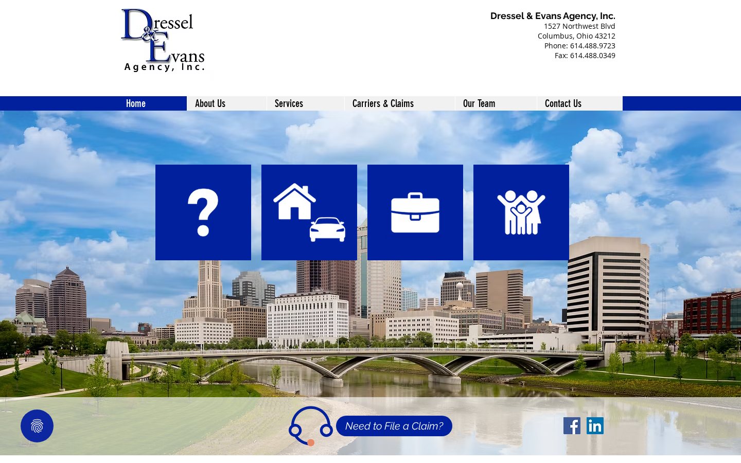Dressel & Evans Agency, Inc. website homepage, Columbus, OH