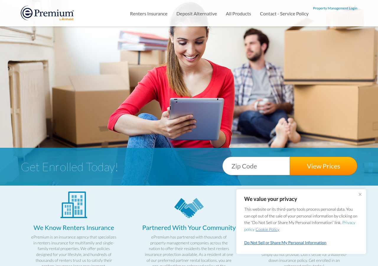 Website preview for ePremium Insurance Agency, LLC