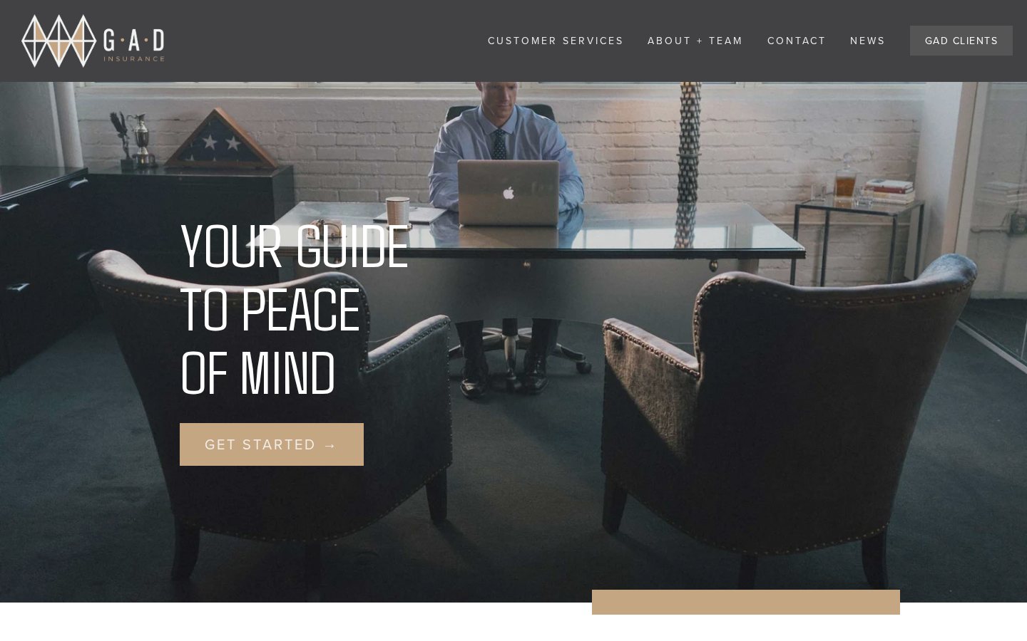 GAD Insurance website homepage, Columbus, OH