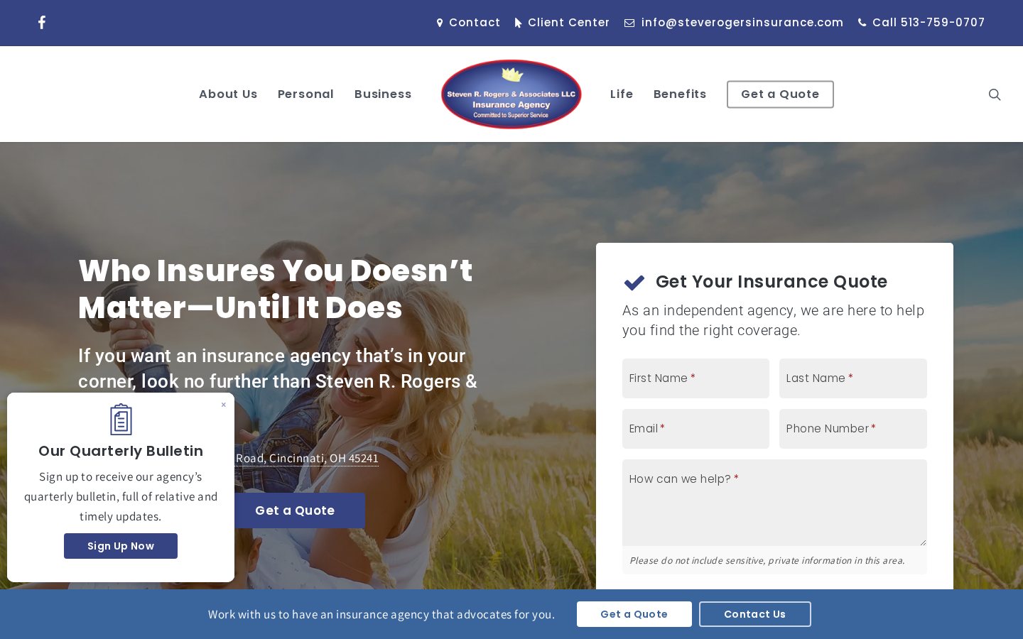 Steven R. Rogers & Associates LLC website homepage, Cincinnati, OH