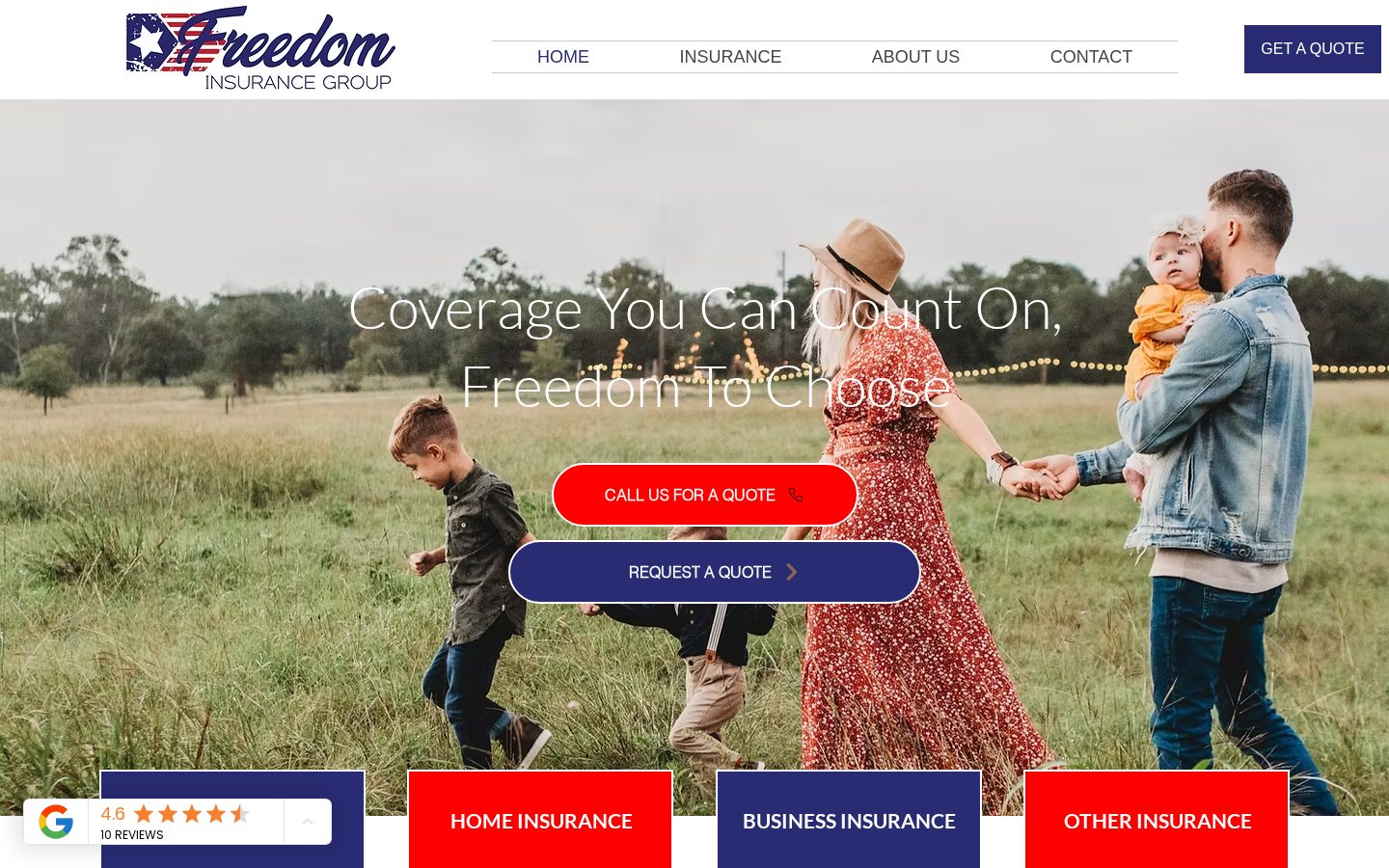 Freedom Insurance Group website homepage, Coweta, OK