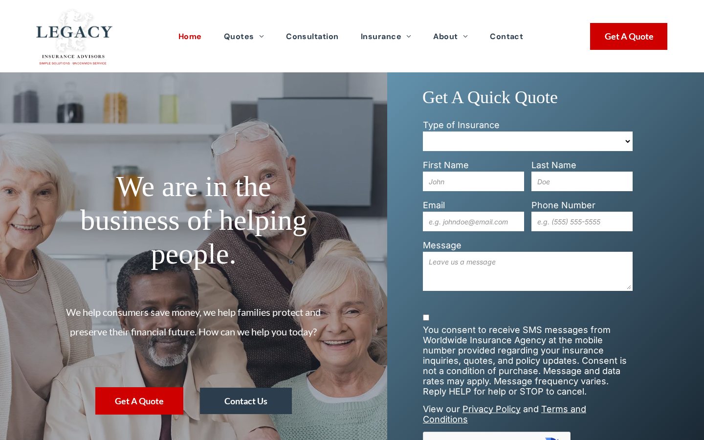 Legacy Insurance Advisors website homepage, Tulsa, OK