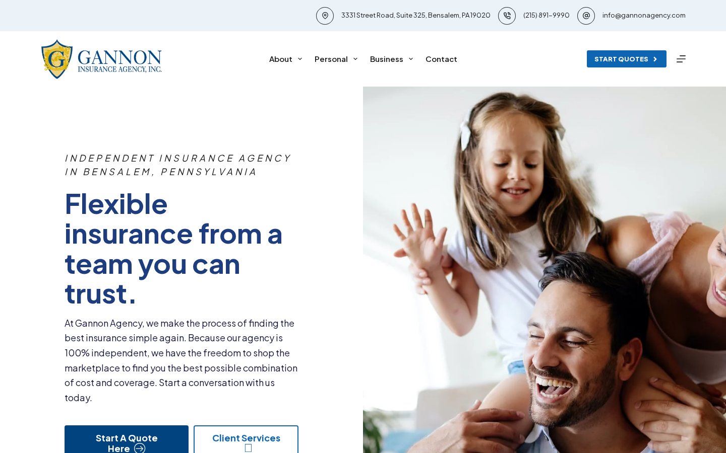 Gannon Insurance Agency, Inc. website homepage, Bensalem, PA