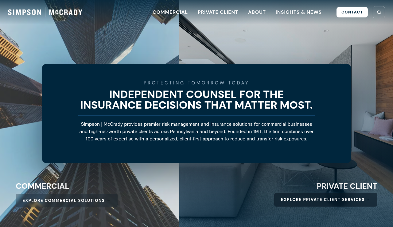 Website preview for Simpson & McCrady LLC