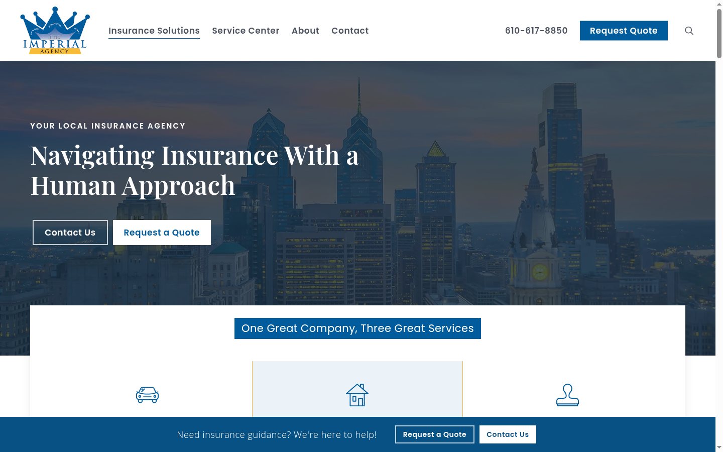 The Imperial Agency website homepage, Bala Cynwyd, PA