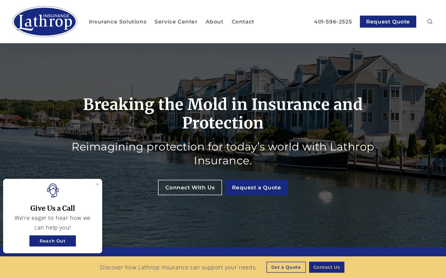 Lathrop Insurance website homepage, Westerly, RI