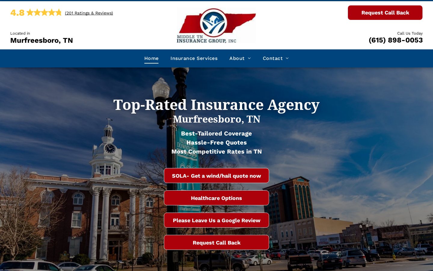 Middle TN Insurance Group, Inc website homepage, Murfreesboro, TN
