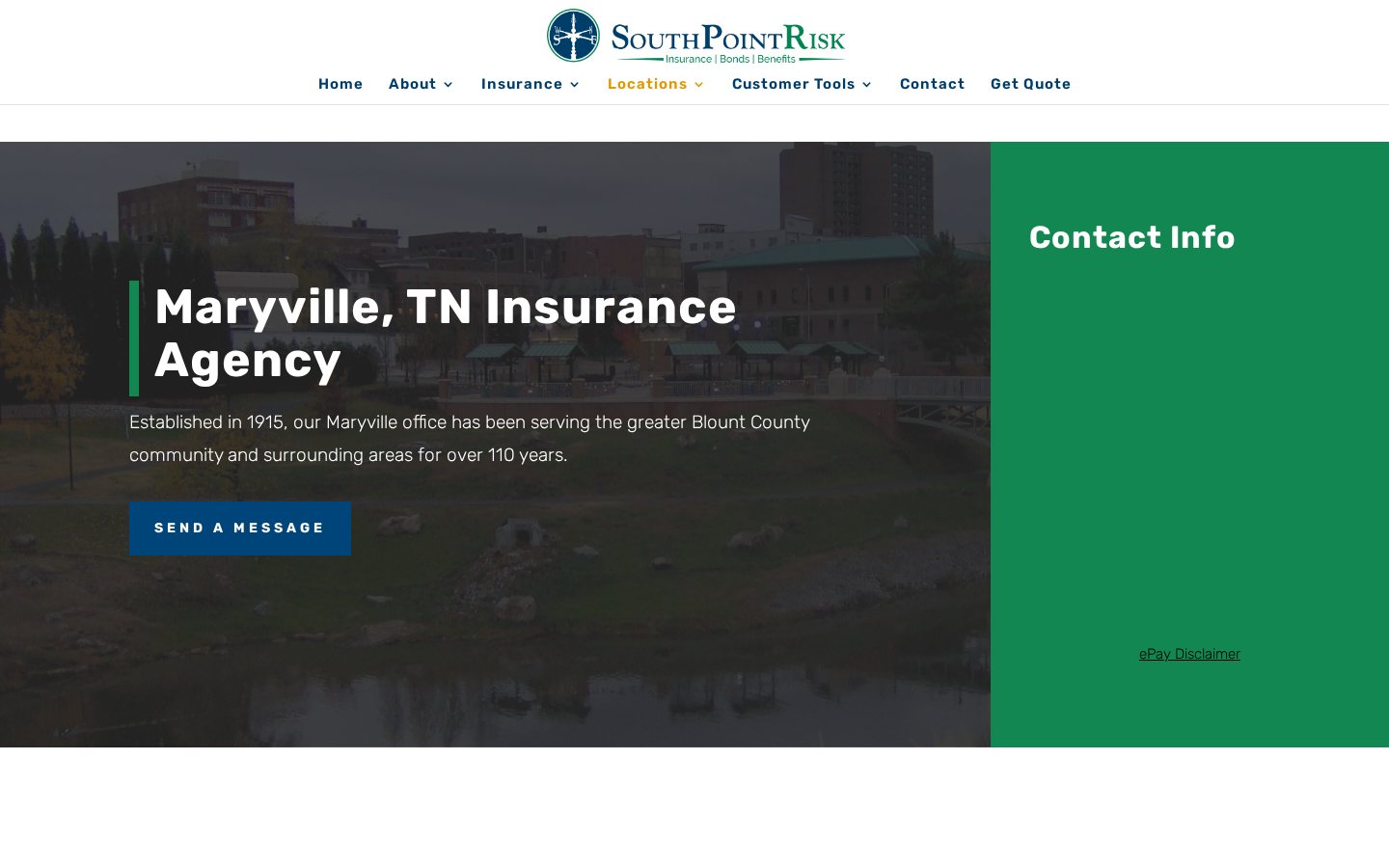 SouthPoint Risk website homepage, Maryville, TN