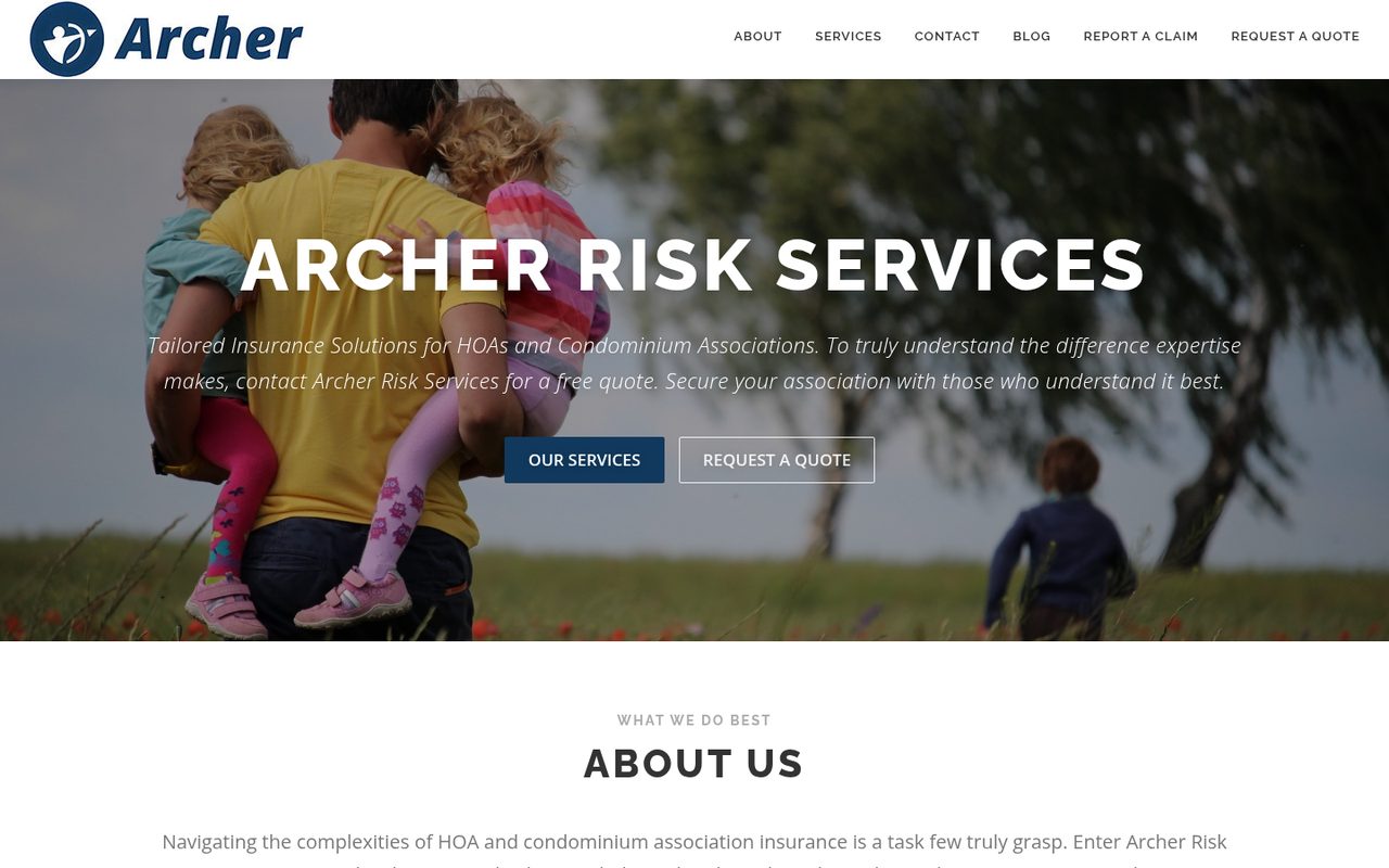 Archer Risk Services website homepage, Houston, TX