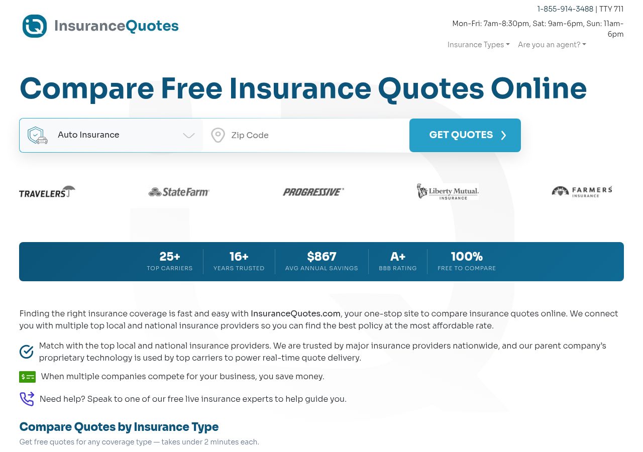 Website preview for AWL Insurance Agency