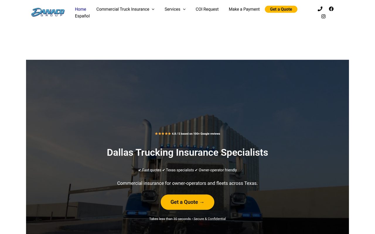 Danaco Group website homepage, Dallas, TX