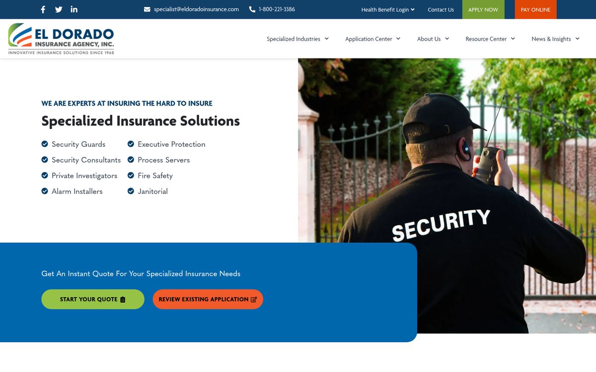 Website preview for El Dorado Insurance Agency