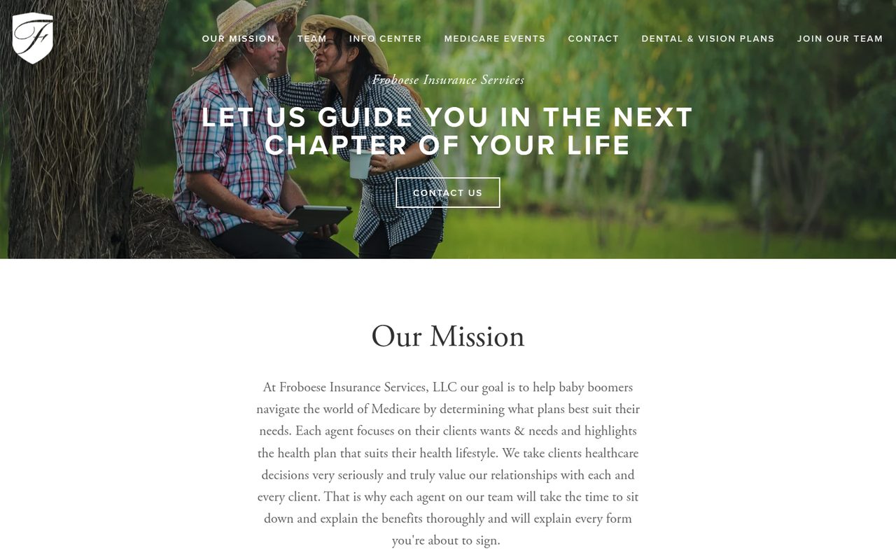 Froboese Insurance Services website homepage, San Antonio, TX