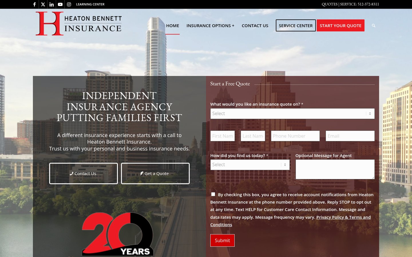 Heaton Bennett Insurance website homepage