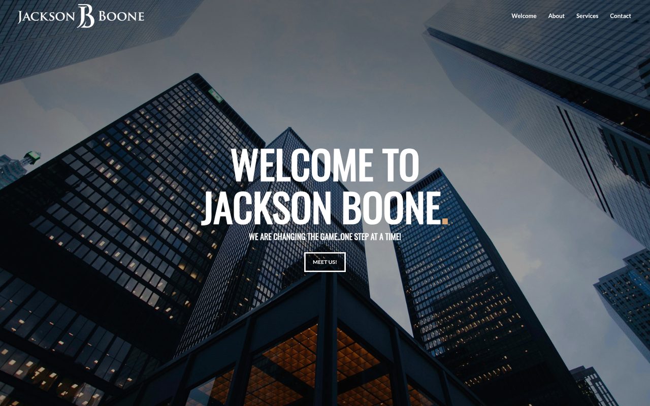 Jackson Boone website homepage, Dallas, TX