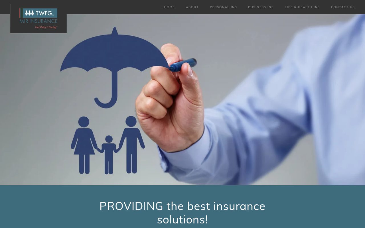 MirState Insurance website homepage, Dallas, TX