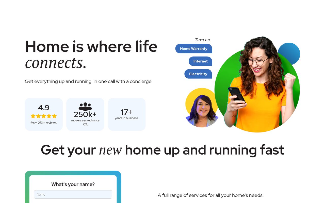 Move Concierge website homepage, Dallas, TX