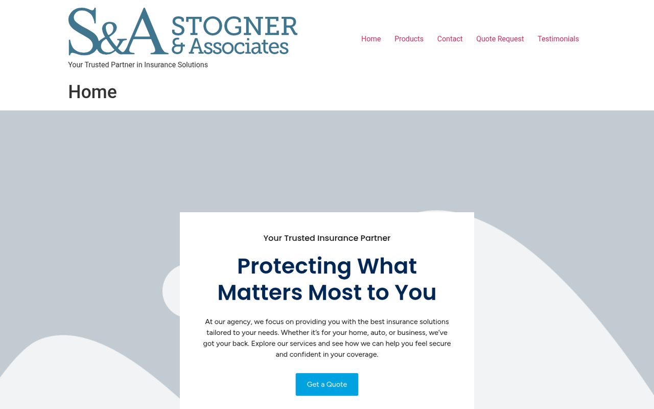 Stogner Insurance LLC website homepage, Dallas, TX