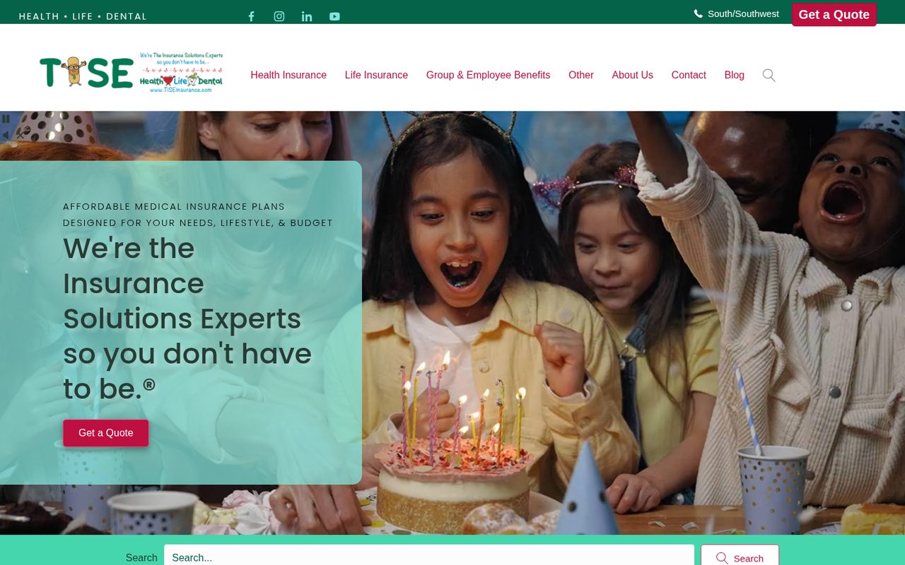 The Insurance Solutions Experts website homepage, San Antonio, TX