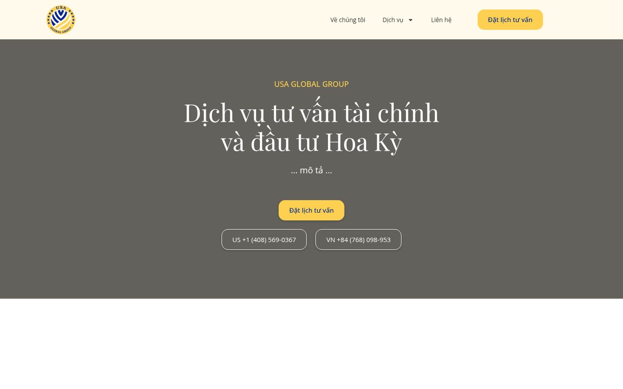 USA Global Group Company Limited website homepage, Houston, TX