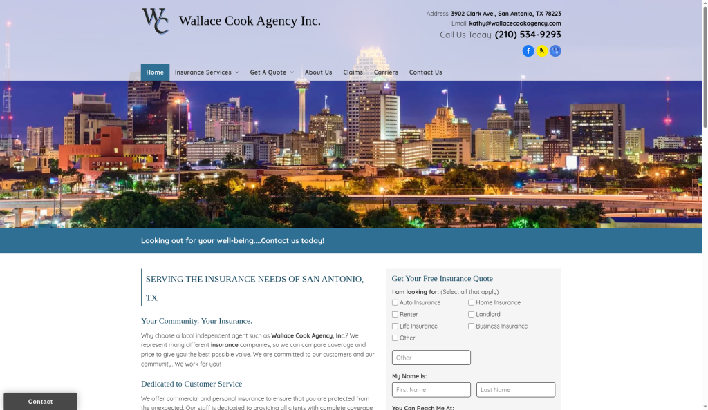 Website preview for Wallace Cook Agency