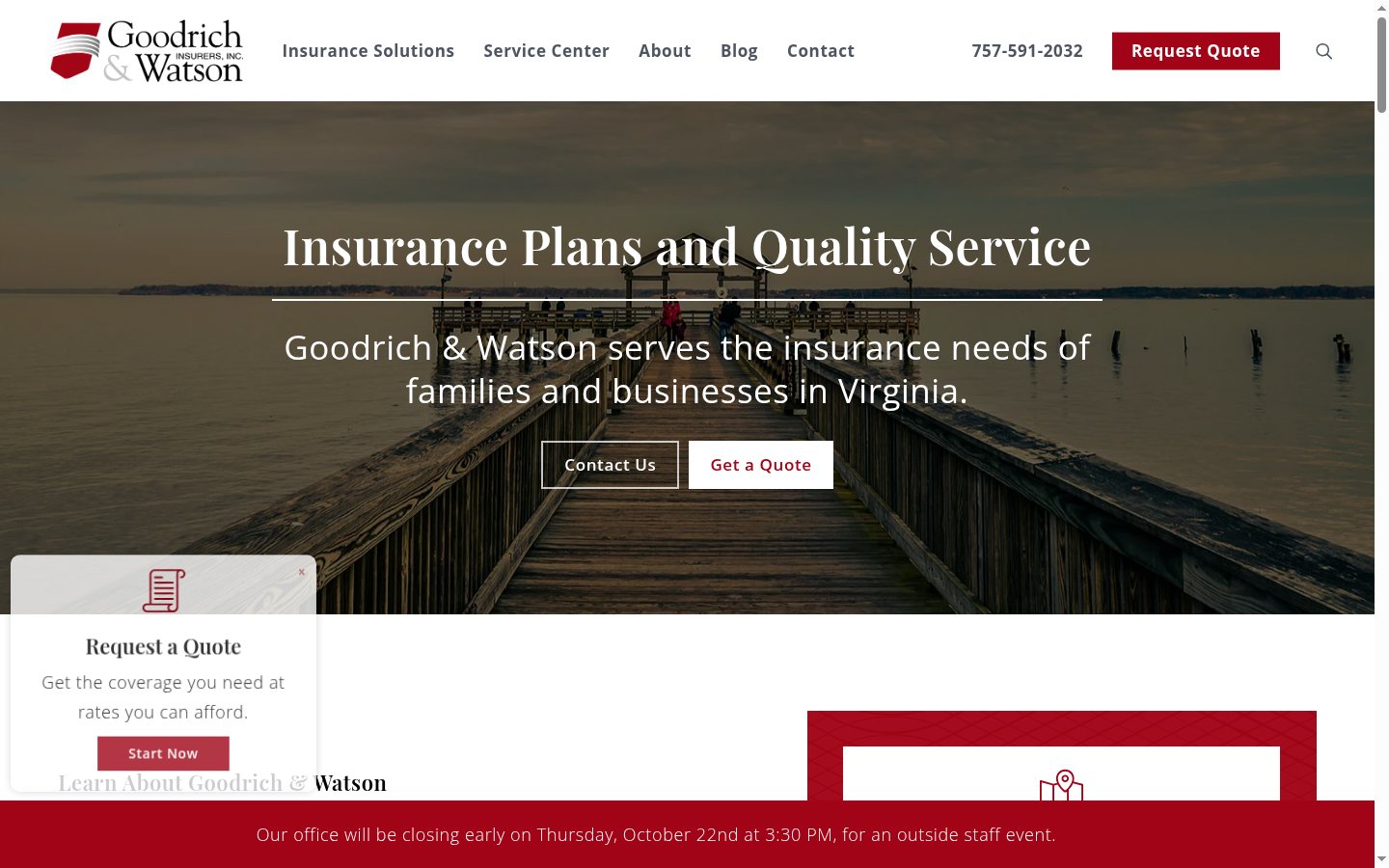 Goodrich & Watson website homepage, Newport News, VA