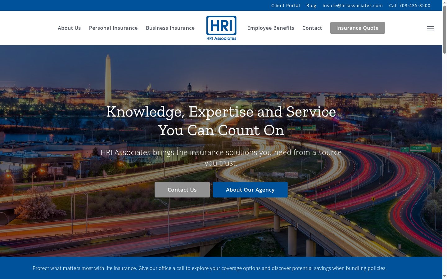 HRI Associates website homepage, Herndon, VA