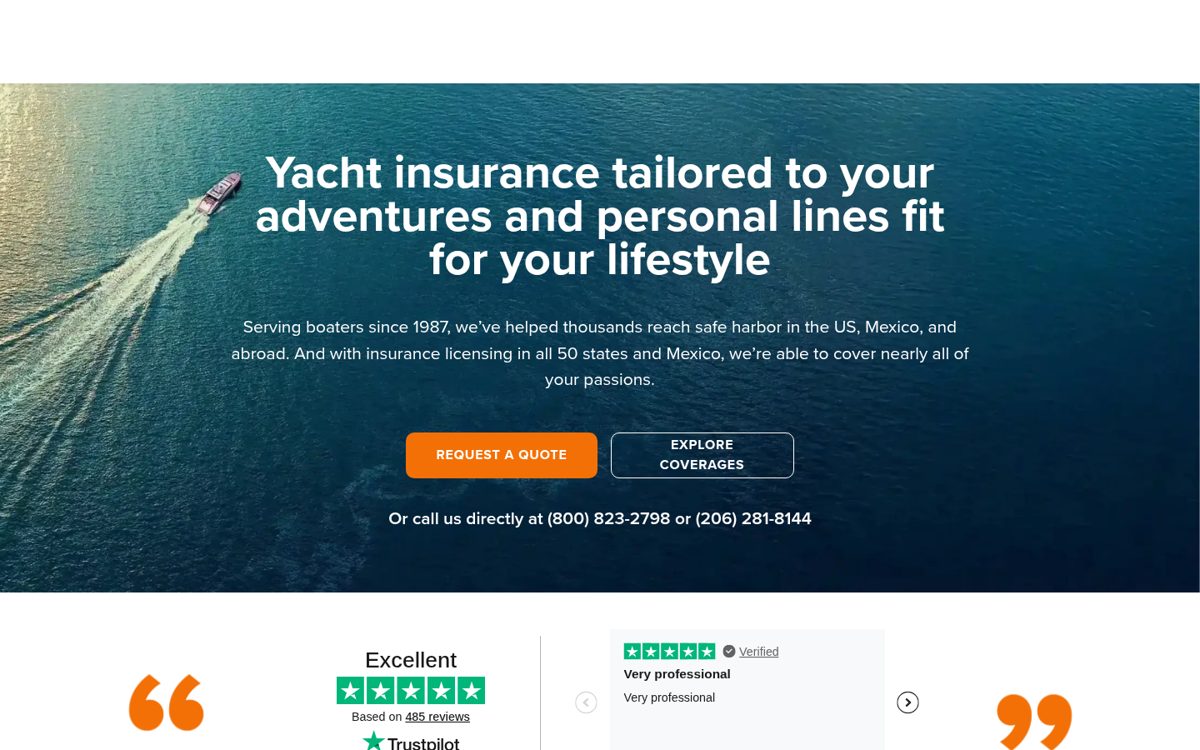 Novamar Insurance website homepage, Seattle, WA