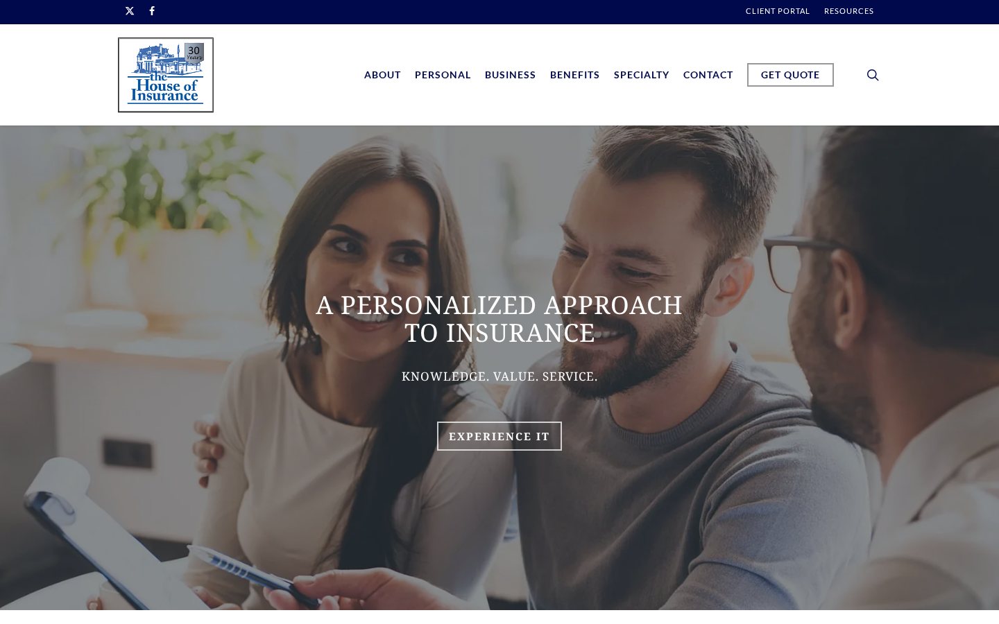 The House of Insurance website homepage, Greenfield, WI