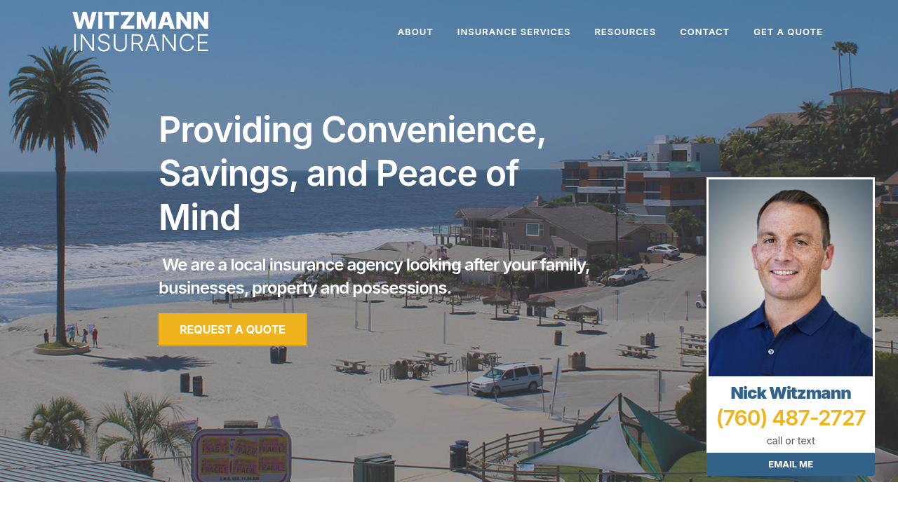 Website preview for Witzmann Insurance